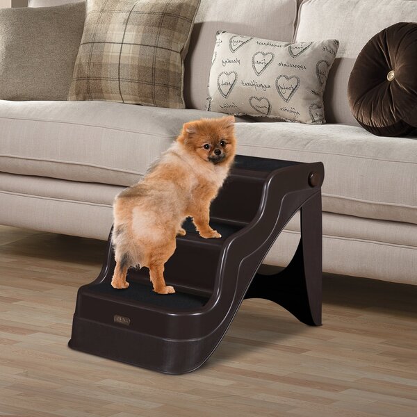 Scaletta Pieghevole 3 Gradini per Animali Domestici Marrone 49x39x39 cm