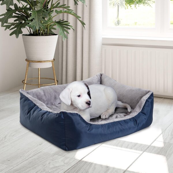 Cuccia Letto per Cane Gatto con Cuscino Imbottito Grigio blu 88x70x20 cm