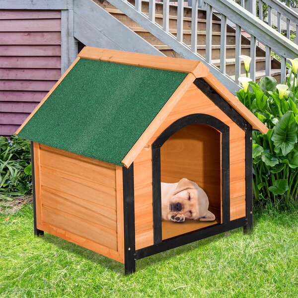 Cuccia per Cani da Esterno in Legno Naturale 76x65x64 cm