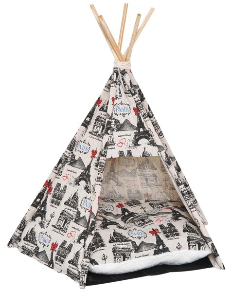 Tenda Cuccia per Animali Domestici con Cuscino Beige 67x65x78 cm