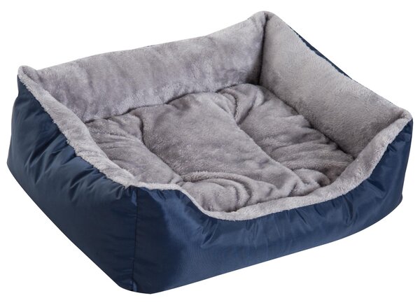 Cuccia Letto per Cane Gatto con Cuscino Imbottito Grigio blu 65x53x20 cm