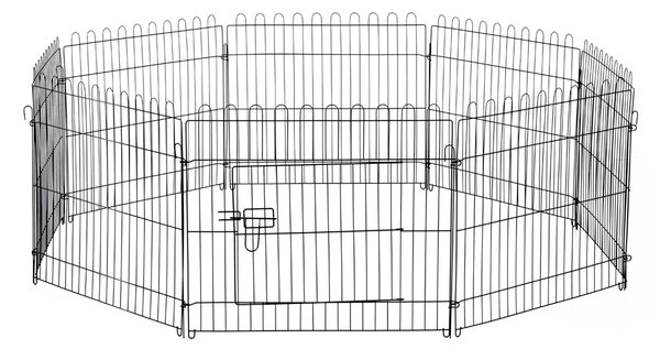 Recinto per Animali in Acciaio Ø158x61 cm Nero