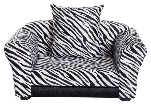Cuccia Divano per Cani e Gatti con Cuscino Stampa Zebra 66x44x30 cm