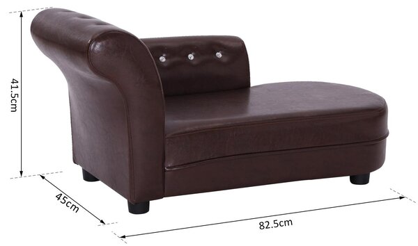 Divano Chaise Longue Ottomana per Animali Marrone 82.5x45x41.5 cm