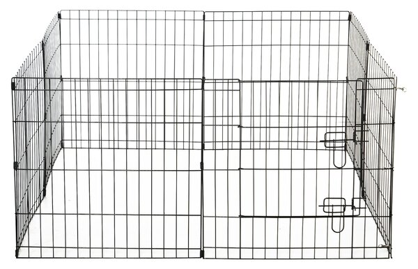 Recinto per Cani Gatti Cuccioli Roditori Recinzione Rete Gabbia 8 Pezzi 61x61 cm Nero