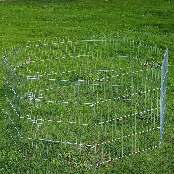 Recinto per Cani Gatti Cuccioli Roditori Recinzione Rete Gabbia 8 Pezzi 76x63 cm