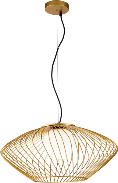 Lampadario Contemporaneo Plec Metallo Oro 1 Luce Led Diffusore Vetro Bianco