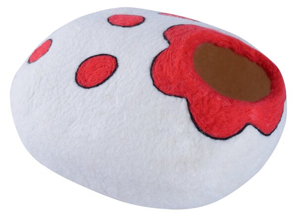 Cuccia per Gatti in Lana Bianco e Rosso Ø35x20 cm