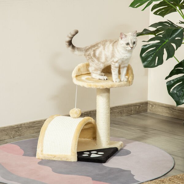 Albero Tiragraffi per Gatti per Gioco e Relax 36x36x44 cm Beige