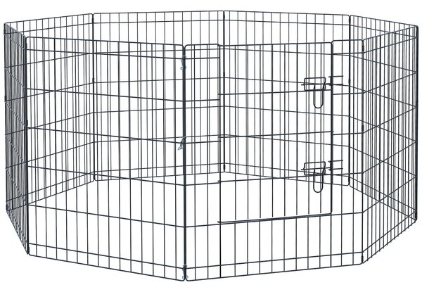Recinto per Cani Gatti a Rete 8 Pezzi 76x61 cm Nero