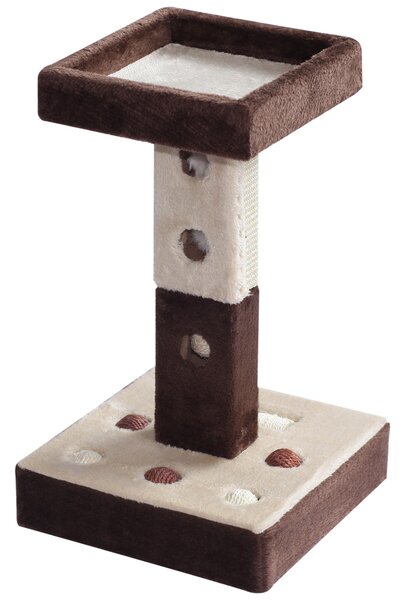 Struttura Tiragraffi per Gatti con Palline e Topolini Crema e Marrone 35x35x60.5 cm