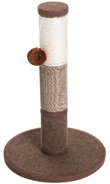 Tiragraffi a Colonna per Gatti con Pallina Marrone 30x30x46 cm