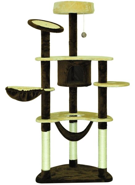 Albero tiragraffi per gatti Crema e Caffè 65x50x153 cm