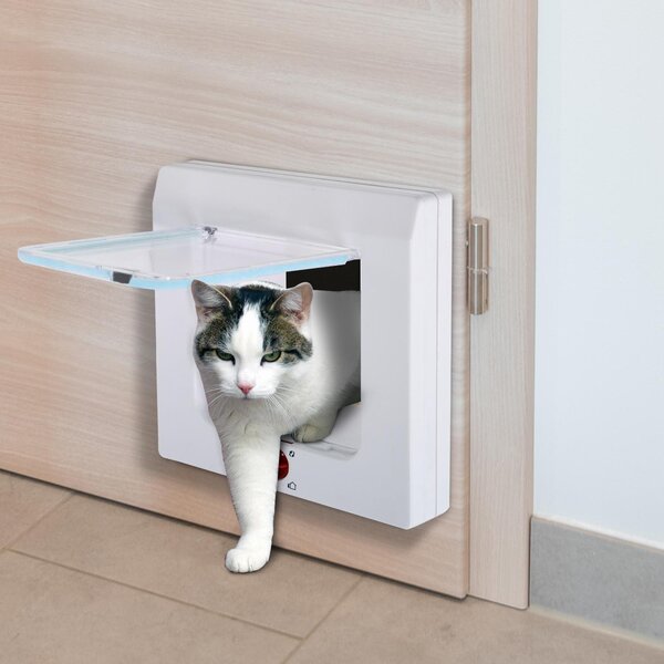 Gattaiola Porta Basculante Controllabile per Gatti Bianco 23x24x9 cm