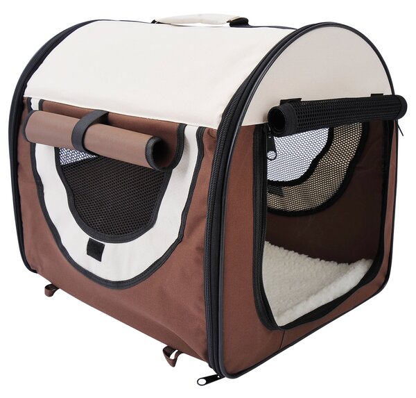 Trasportino per Cani e Gatti Pieghevole Caffè 61x46x51 cm