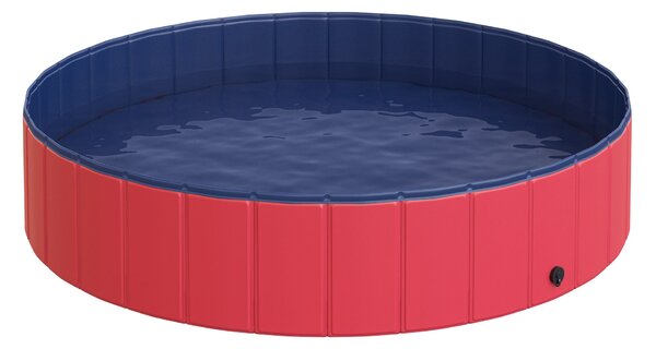 Piscina Pieghevole per Cani in PVC Rosso Ø140x30h cm