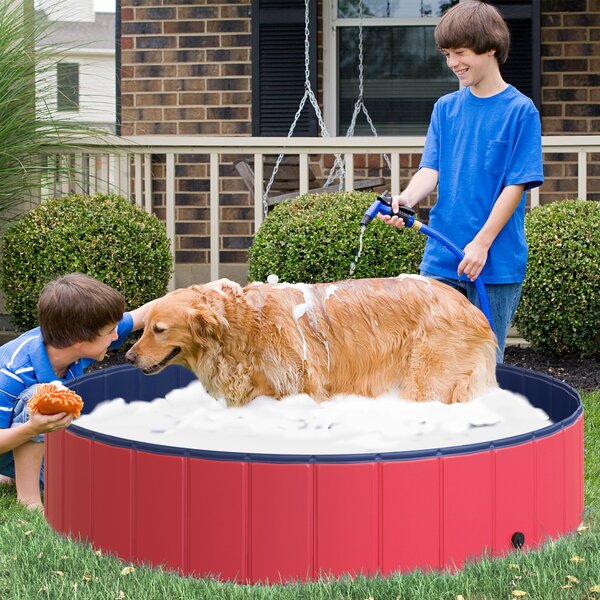 Piscina Pieghevole per Cani in PVC Rosso Ø140x30h cm
