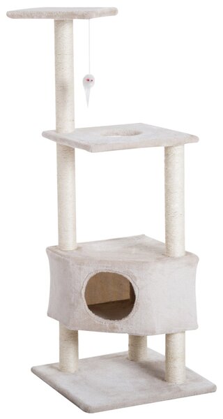 Albero Tiragraffi per Gatti 3 Livelli Crema 49x48x130 cm