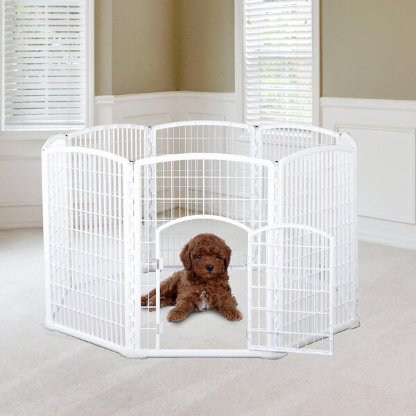 Recinto per Animali Domestici Cani Gatti Ø180 cm in Plastica Bianco