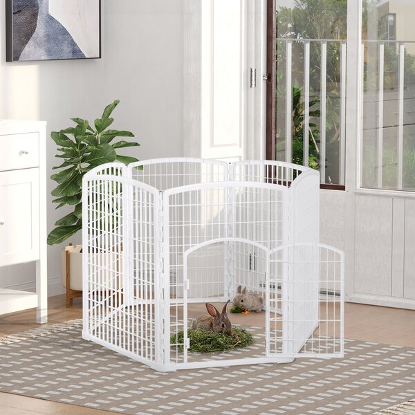 Recinto per Animali Domestici Cani Gatti Ø135 cm in Plastica Bianco