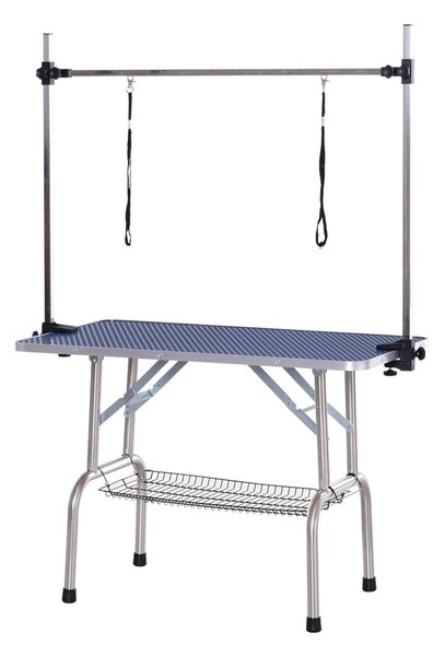 Tavolo da Toelettatura e Tosatura Cani Gatti con Cestino 107x60x170 cm