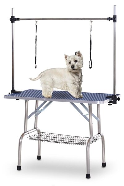 Tavolo da Toelettatura e Tosatura Cani Gatti con Cestino 107x60x170 cm