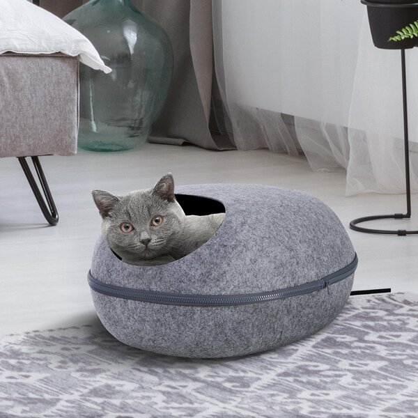 Cuccia per Gatti Riscaldante da Interno 47x38x24 cm Grigia