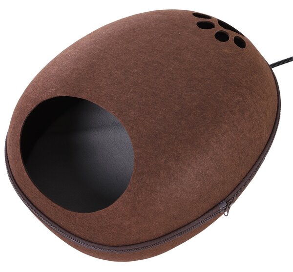 Cuccia per Gatti Riscaldante da Interno 47x38x24 cm Marrone