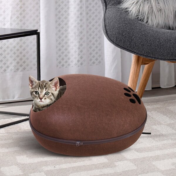 Cuccia per Gatti Riscaldante da Interno 47x38x24 cm Marrone