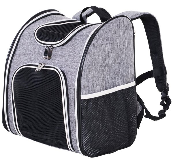 Trasportino Zaino per Cani e Gatti 35x25x45 cm Grigio