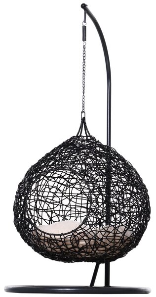 Cuccia Amaca in PVC Effetto Rattan per Gatti Ø60x110 cm con Cuscino Nera
