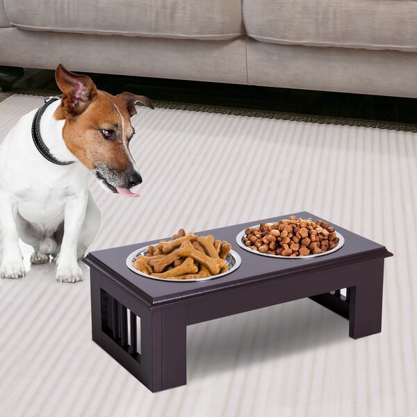 Ciotola per Cani Rialzata 2 Piatti in Acciaio 43,7x24x15 cm MySup