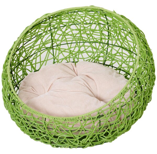 Cuccia in PVC Effetto Polyrattan per Gatti Ø56x35 con Cuscino cm MrMeow