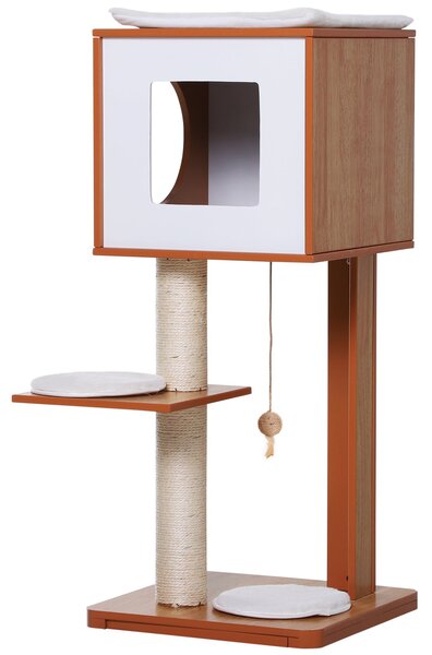 Albero Tiragraffi per Gatti 3 Livelli 50x40x91 cm in Legno e Sisal
