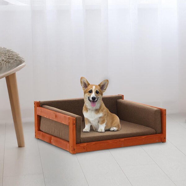 Divanetto per Cani e Gatti 62,5x54,5x23 cm in Legno con Cuscini Oklahoma