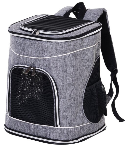Trasportino Zaino per Cani e Gatti 35x30x45 cm Grigio