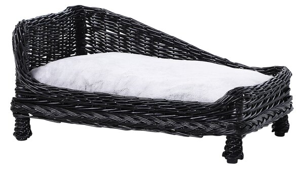 Cuccia per Cani e Gatti in Vimini con Cuscino 69x42x33 cm Sofa Nero