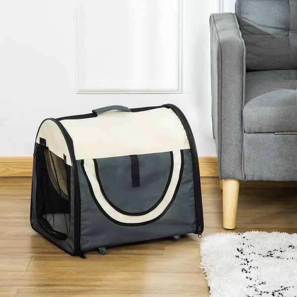 Trasportino per Cani e Gatti Pieghevole 46x36x41 cm Grigio