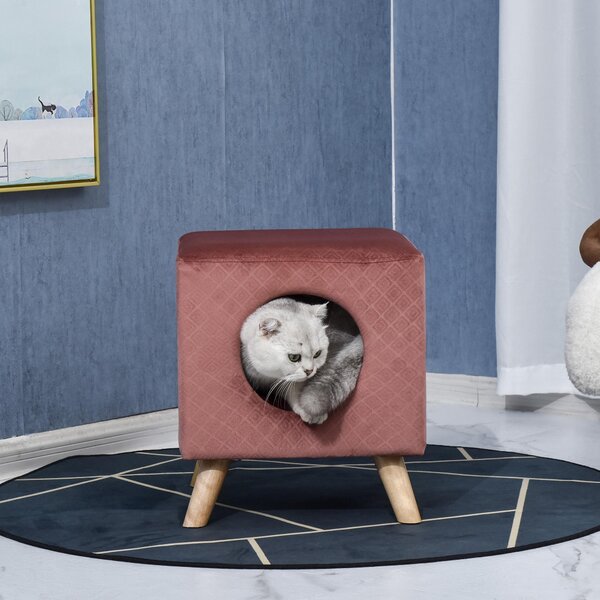 Cuccia Rialzata per Gatti e Cani 35x35x39,5 cm Rosa Antico