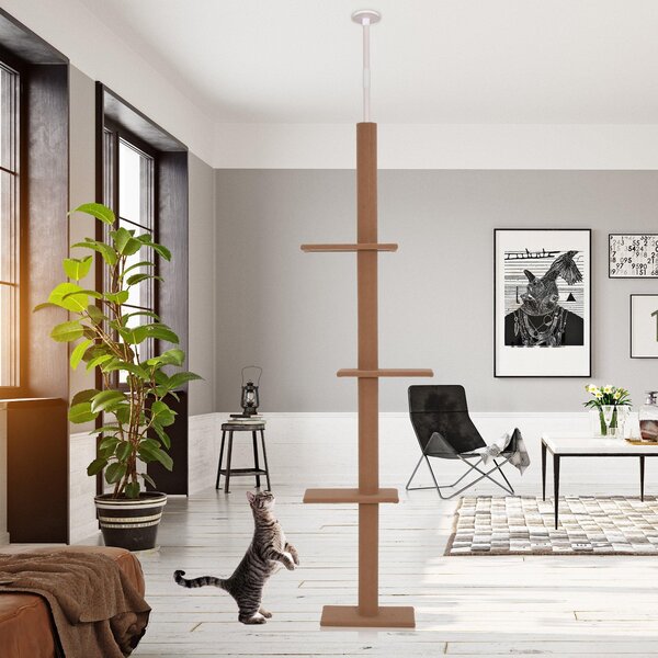 Albero Tiragraffi per Gatti in Legno 43x27x228-260 cm Marrone