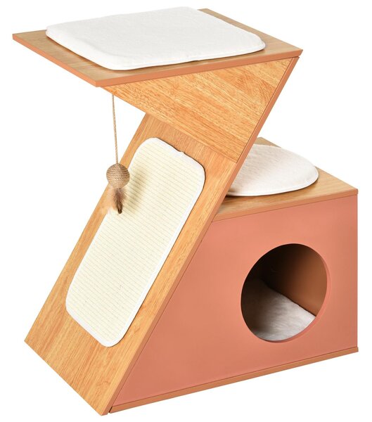 Casetta per Gatti con Tiragraffi in MDF 60x37x65 cm Arancione