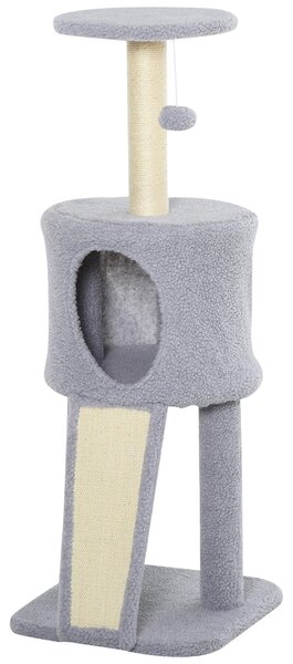 Albero Tiragraffi con Cuccia per Gatti in Legno Sisal 40x40x103 cm Grigio Chiaro