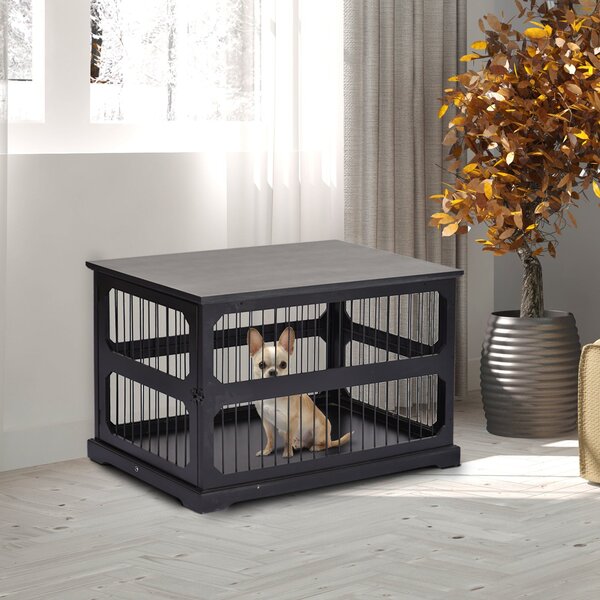 Gabbia per Cani di Taglia Medio-Piccola 55x90x60 cm in MDF Nera