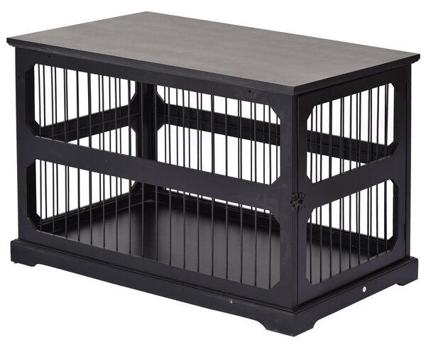 Gabbia per Cani di Taglia Medio-Piccola 55x90x60 cm in MDF Nera