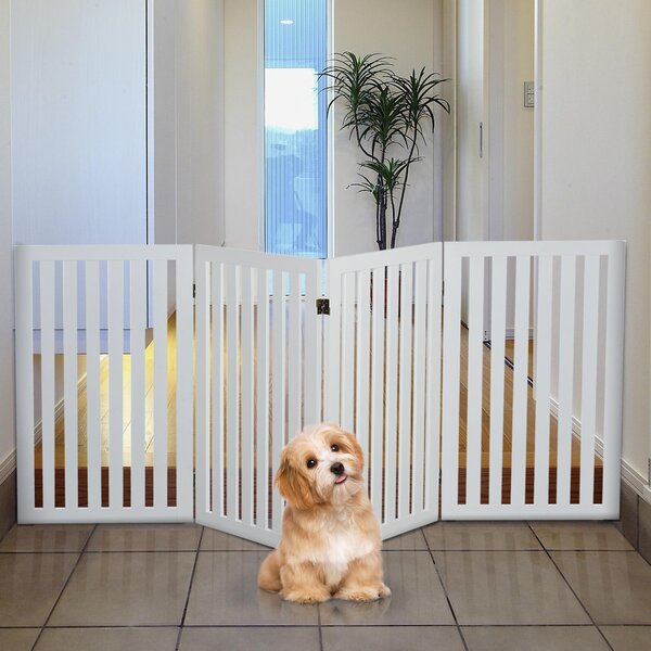 Cancelletto di Sicurezza Pieghevole per Animali Domestici 203,2x1,8x91 cm in Legno Bianco