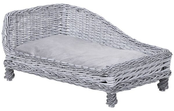 Cuccia Chaise Longue per Animali Domestici 69x42x33 cm in Vimini Grigia