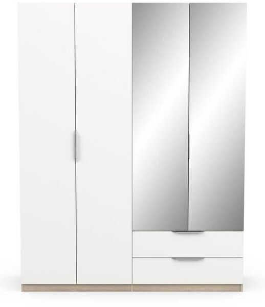 Calicosy - Armadio 4 ante, 2 cassetti e 2 specchi Ghost - L157,3 cm