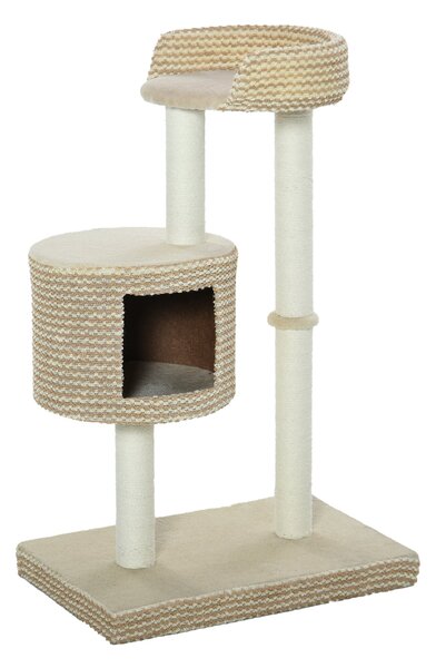 Albero Tiragraffi per Gatti 61x41x96 cm con Corda di Juta Beige
