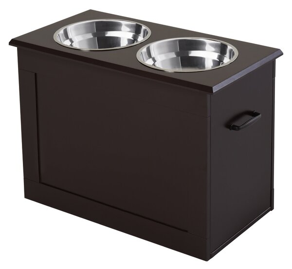 Ciotole per Cani e Gatti con Supporto Contenitore Rialzato 60x30x41 cm Marrone