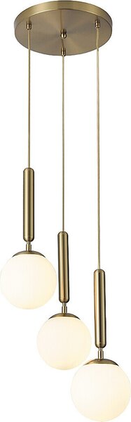 Rabalux 5353 Lampada a sospensione 3 spot Divina, E14, bianco-oro, rotonda, moderna, ø370mm